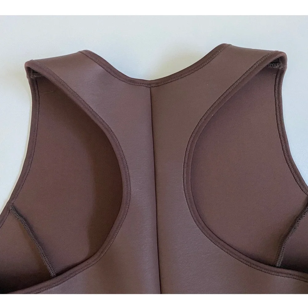 SKIMS Rubberized Scuba Swim High Neck Bikini Top Cocoa 2X Womens Plus Size